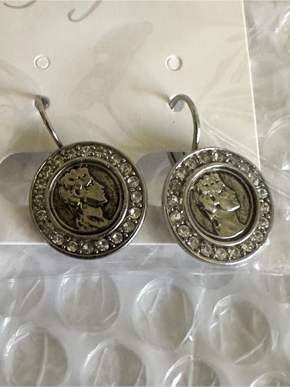 Crystal Coin Drop Earrings - Women Jewelry by
